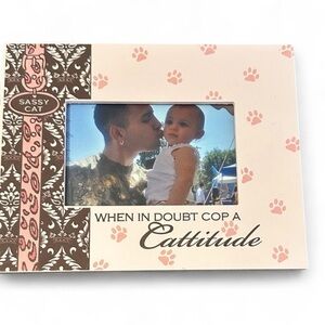 Sassy Cat Pink and Brown Picture Frame
